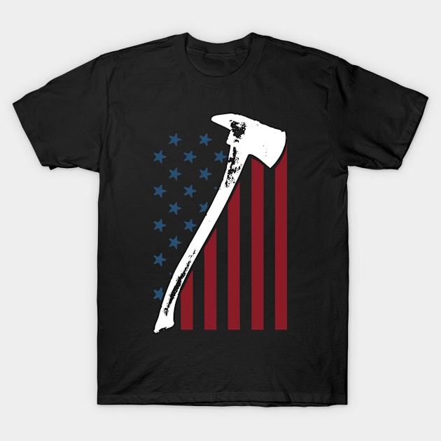 Firefighter USA Flag T-Shirt by veerkun